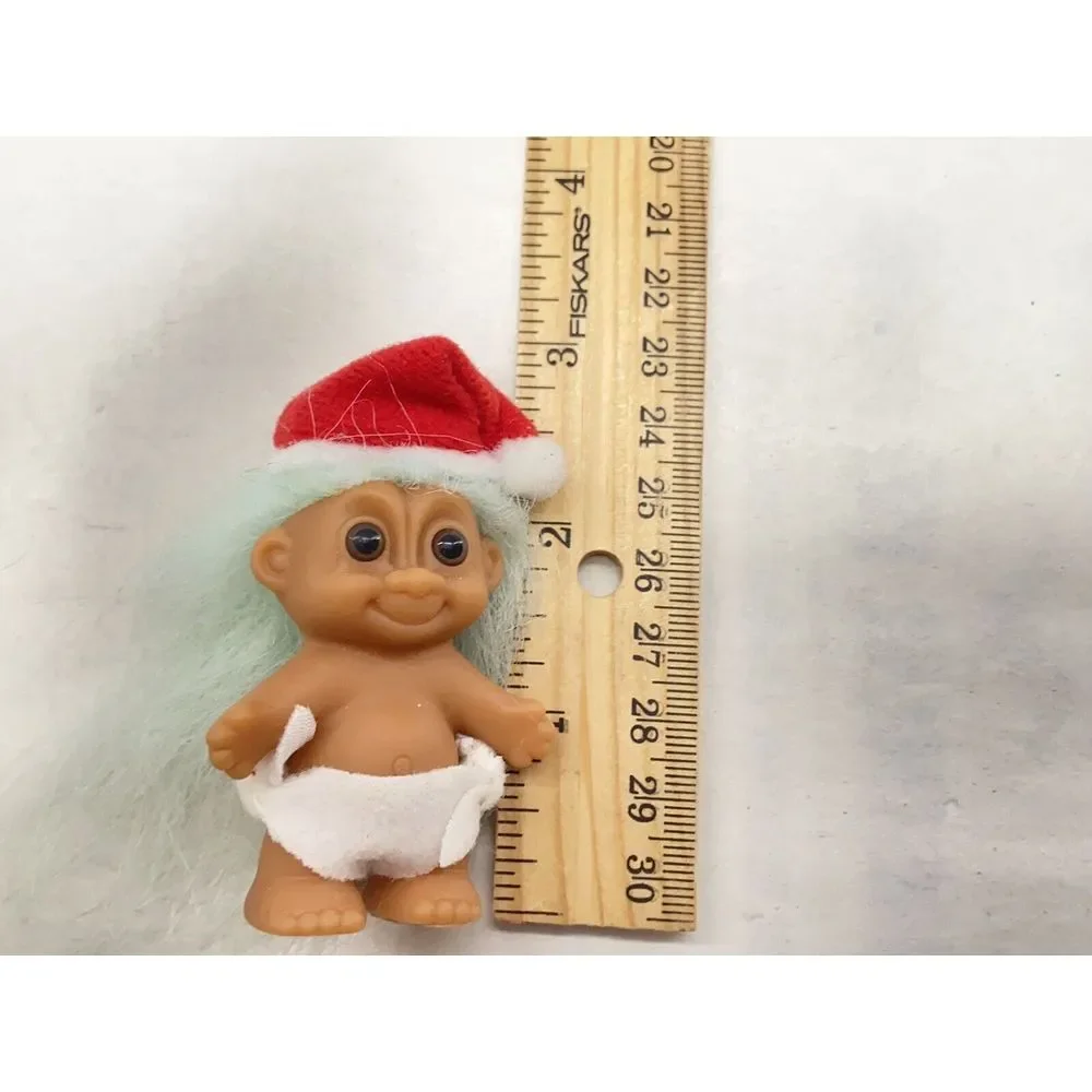 VINTAGE MINI Troll Dolls LOT OF 2 Baby Santa Diaper Christmas Hat Russ‎ 90s Gift